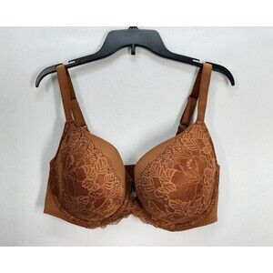 Auden Lightly Lined Balconette Underwire Bra Size 40DDD Brown Lace Underwire